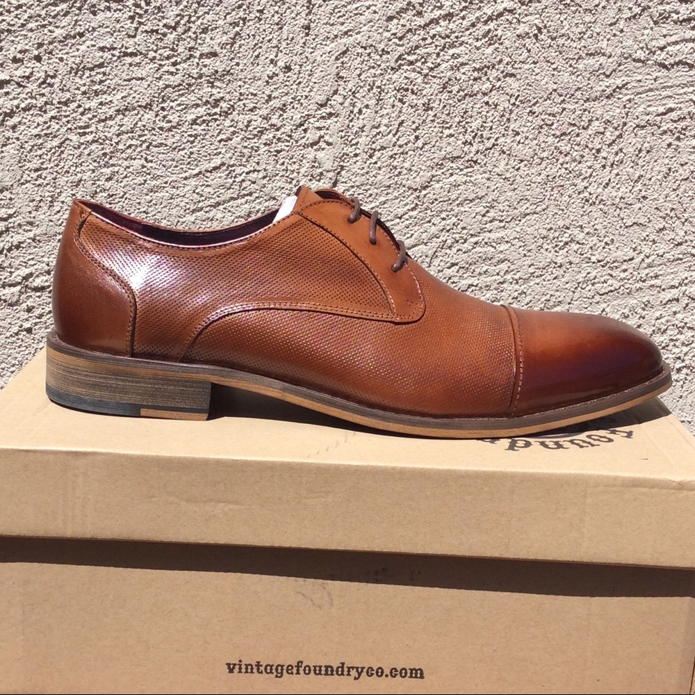 Vintage Foundry Brown Cap Toe Derby Shoes
